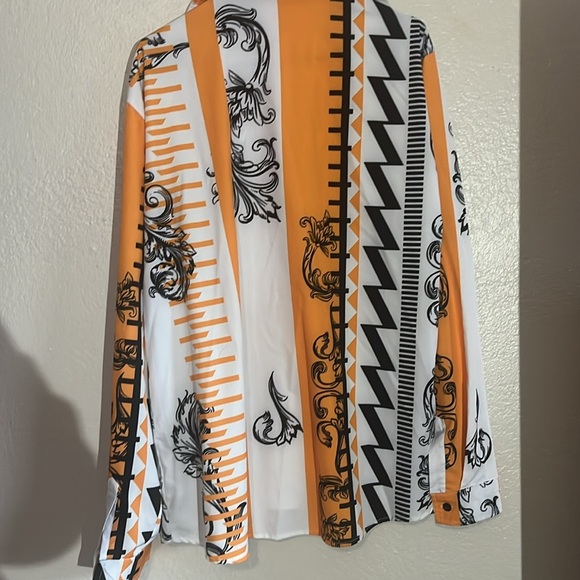 Black and orange men’s long sleeve button down shirt - Picture 4 of 4